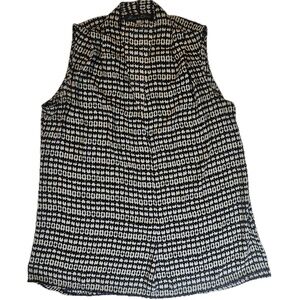 Rose & Olive Blouse Womens Large‎ Blue Geometric Print Cowl Neck Sleeveless Top